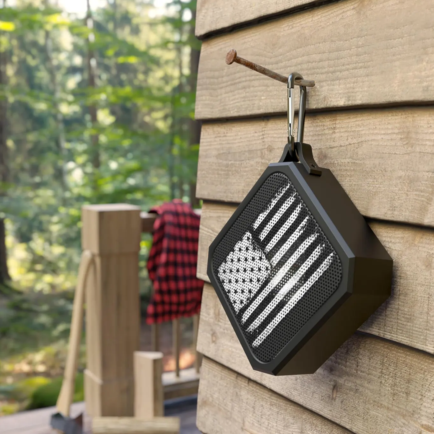 Vintage Striped Printed Portable Wireless Speaker, Compact Outdoor Audio Player With Detachable Hanging Buckle