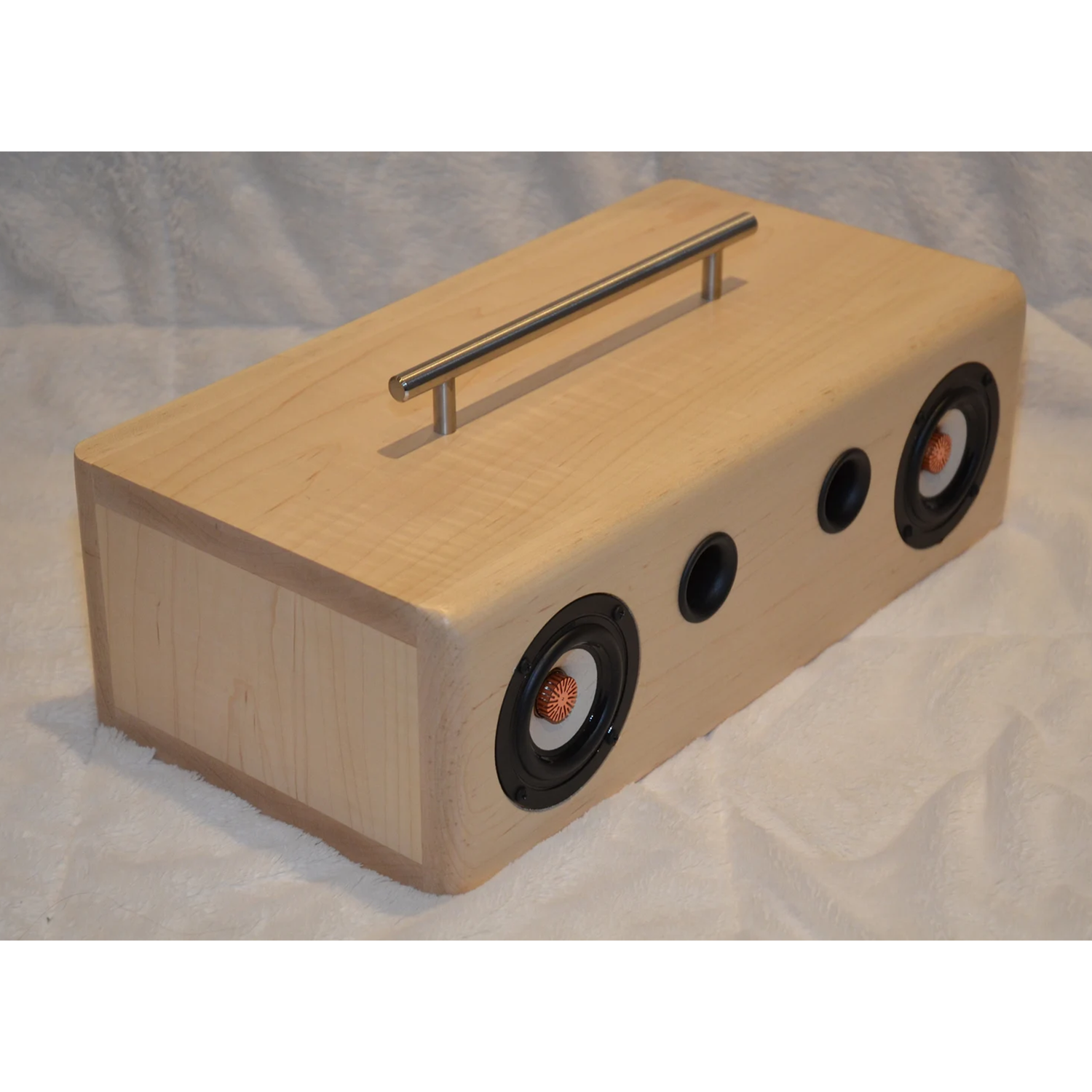 Handcrafted Horizontal Stereo Sound Box, Dual-Driver Wireless Audio System With Portable Top Handle Bluetooth Speaker