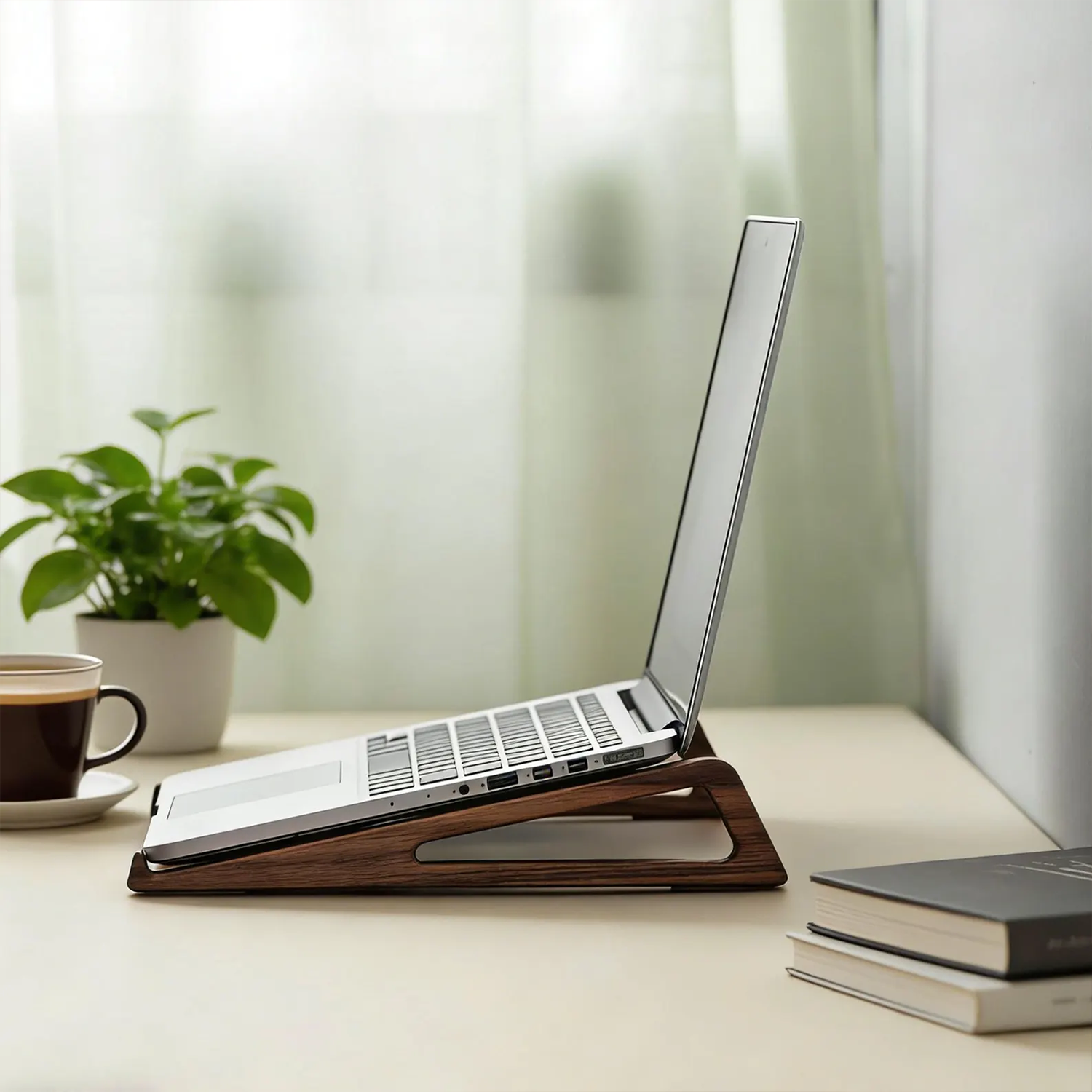 Open Frame Ergonomic Notebook Riser, Streamlined Slanted Desktop Support Bracket For Improved Working Posture