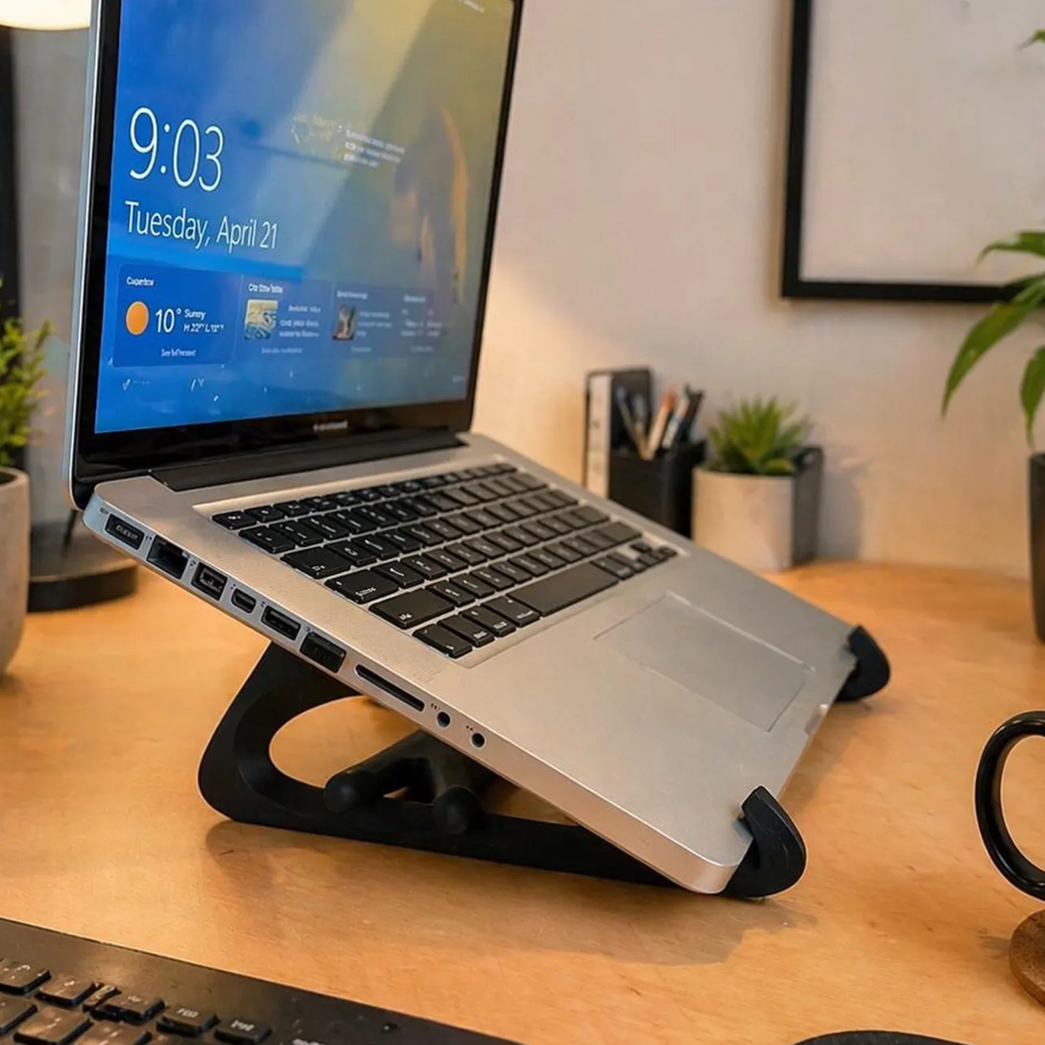 Foldable Triangular Notebook Support Frame, Adjustable Slanted Desktop Holder For Optimized Viewing Angles