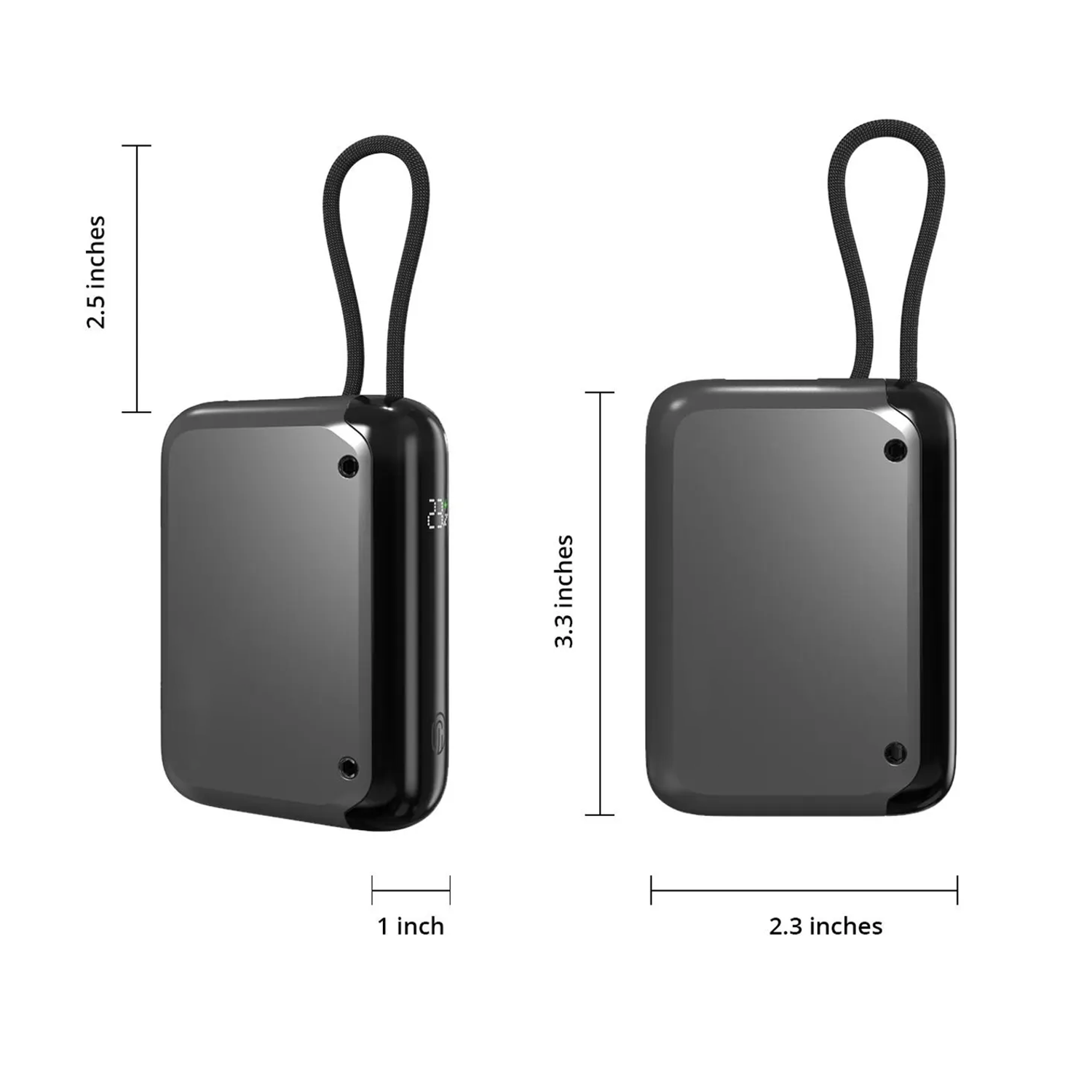 Pocket-Sized Portable Charger, High-Speed External Power Pack With Attached Connecting Wire And Carry Lanyard