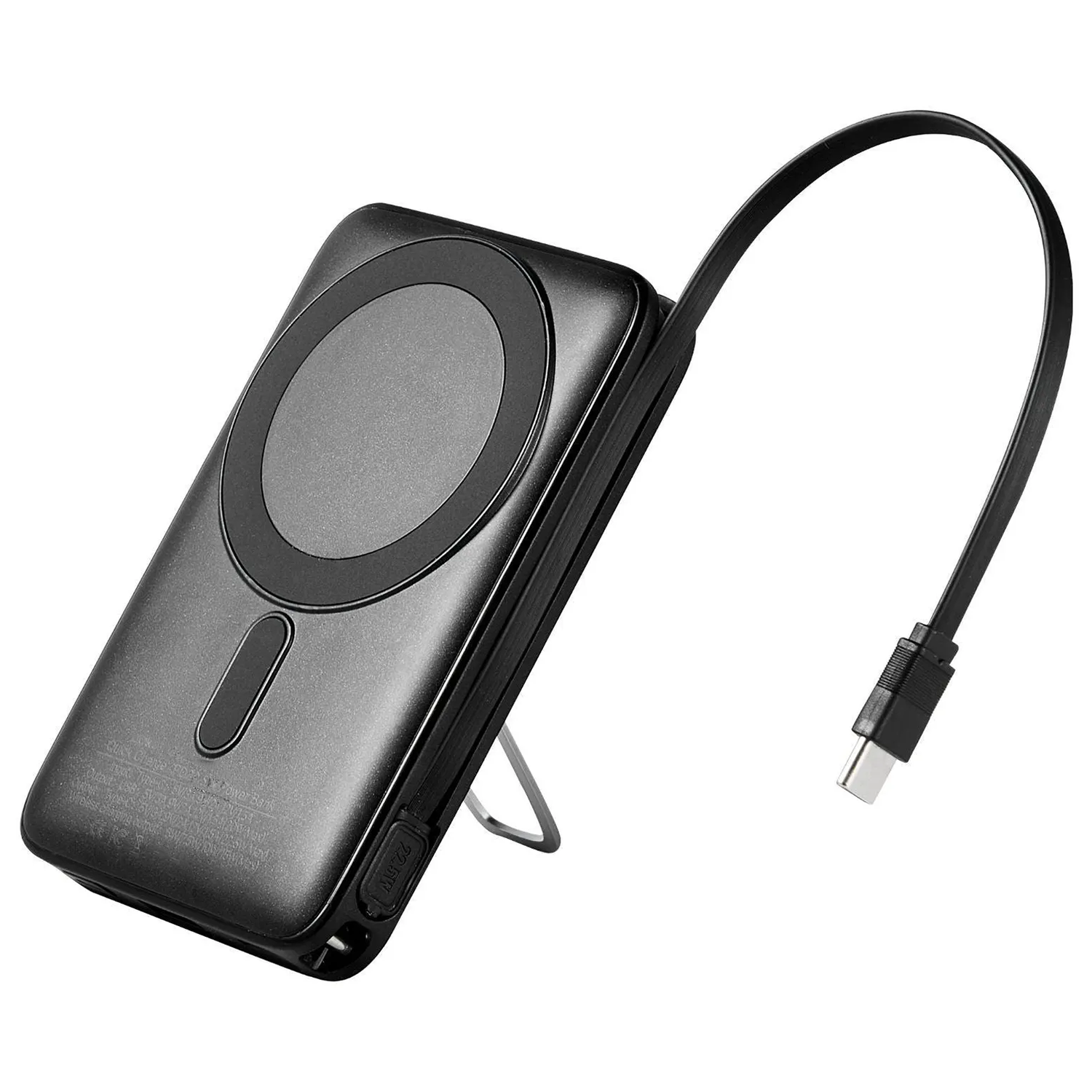 Magnetic Wireless Portable Charger, Multi-Port External Battery Pack Equipped With Retractable Cable And Foldable Support Bracket Power Bank