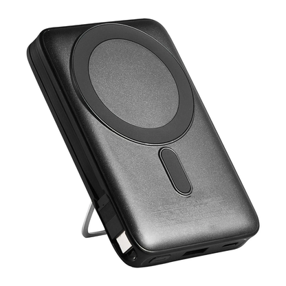 Magnetic Wireless Portable Charger, Multi-Port External Battery Pack Equipped With Retractable Cable And Foldable Support Bracket Power Bank