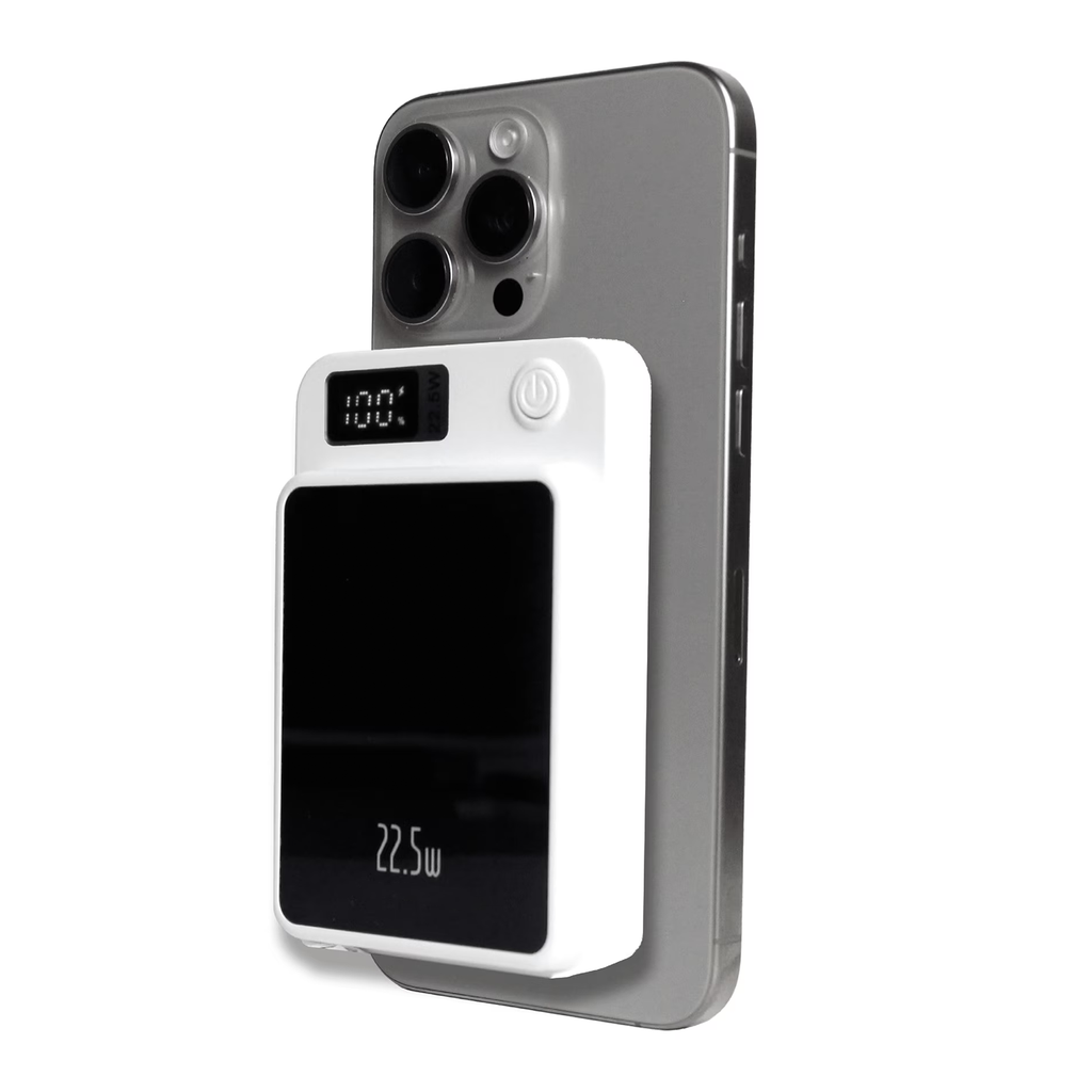 Compact Magnetic Power Bank Pack, Multi-Output Portable Charger With Digital Screen And Embedded Connecting Cable