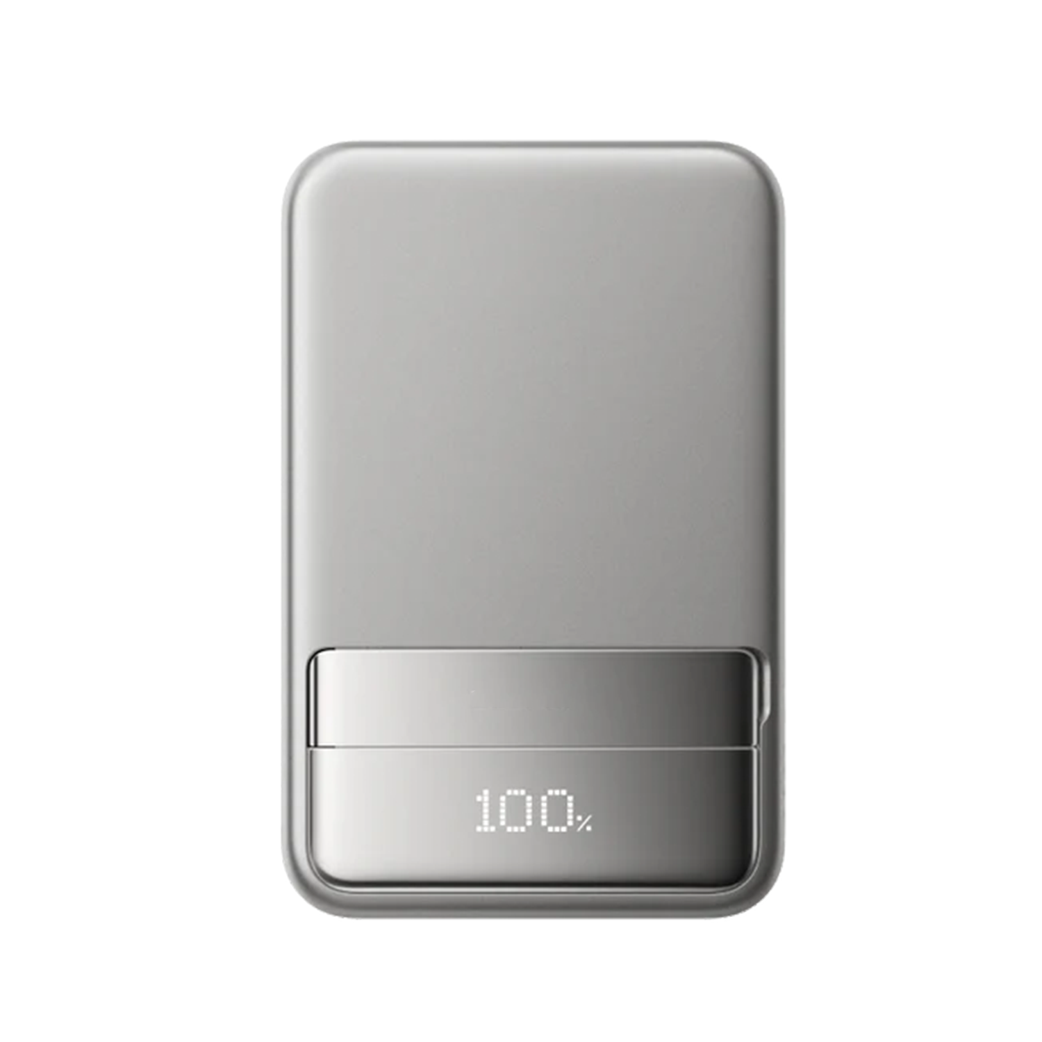 Metallic Finished Magnetic Portable Charger, High-Speed Power Pack With Foldable Integrated Cord And Digital Readout Screen