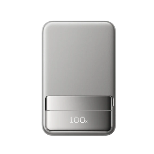 Metallic Finished Magnetic Portable Charger, High-Speed Power Pack With Foldable Integrated Cord And Digital Readout Screen