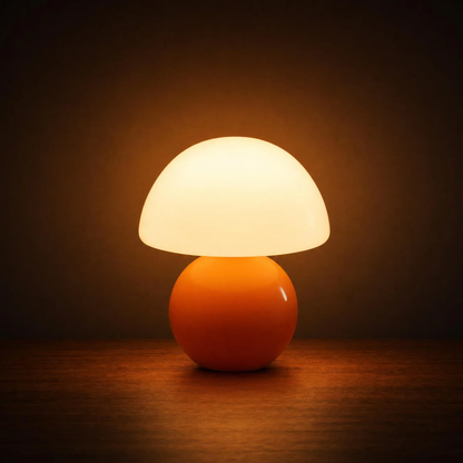 Dimmable Mushroom Shaped Desktop Light, Compact Warm Glow Bedside Ambient Lamp For Shelves And Nightstands