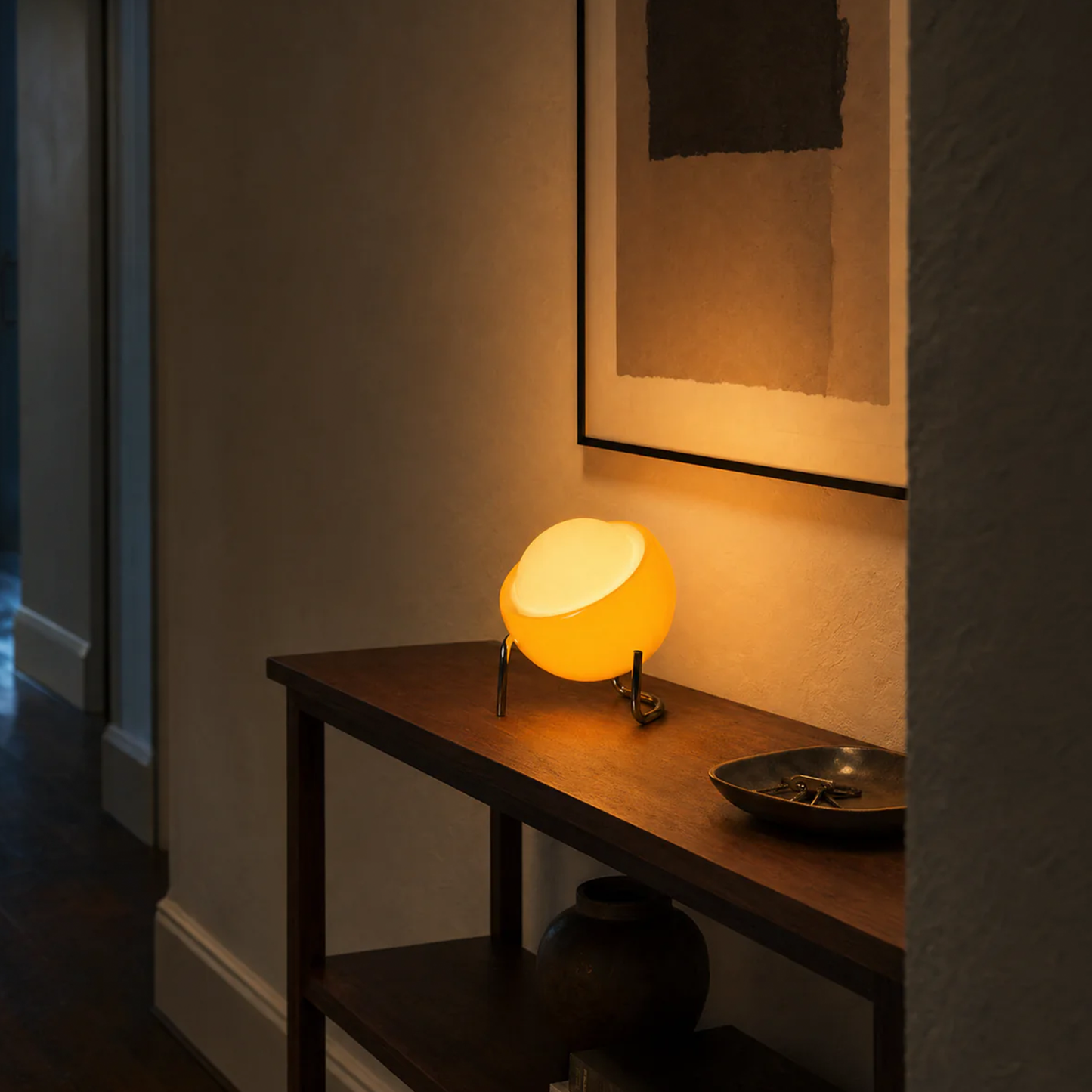 Portable Spherical Table Ambient Lamp, Freestanding Warm Tone Cordless Night Light For Indoor Display Surfaces