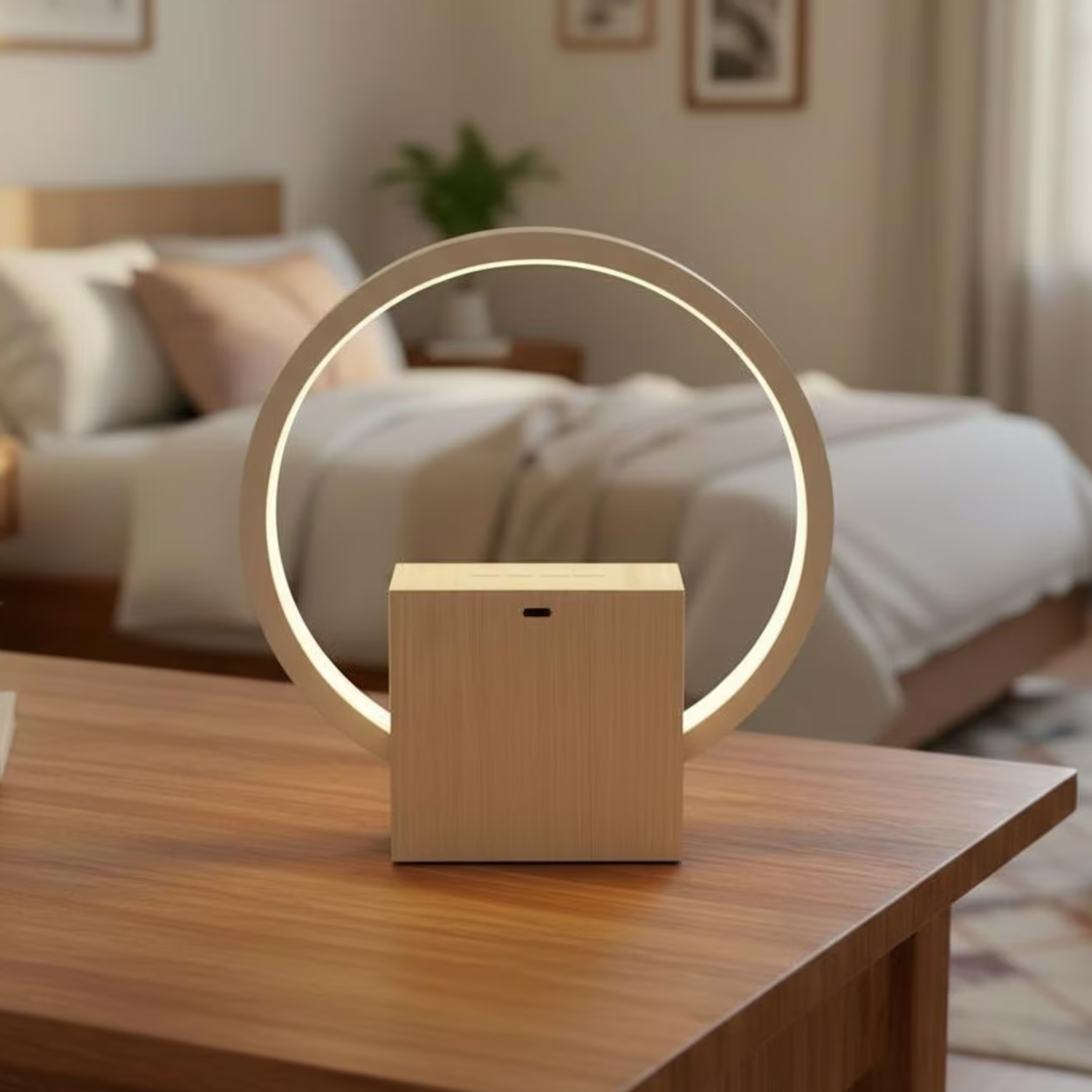 Circular Ring Wake-Up Ambient Lamp, Multi-Functional Bedside Time Display Device With Sleep-Soothing Audio Functions Smart Alarm Clock