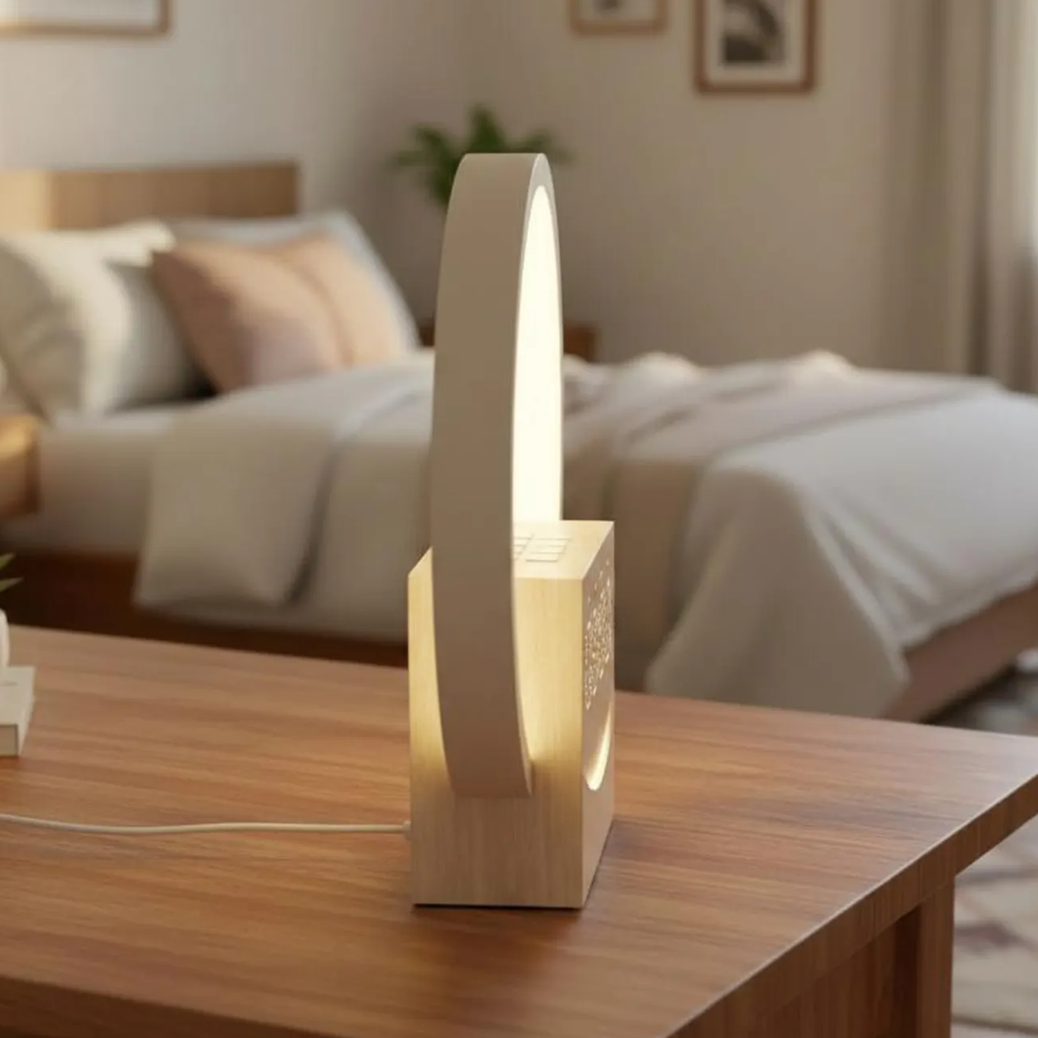 Circular Ring Wake-Up Ambient Lamp, Multi-Functional Bedside Time Display Device With Sleep-Soothing Audio Functions Smart Alarm Clock