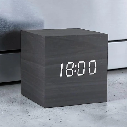 Cube Shaped Digital Alarm Timer, Sound-Activated Bedside Clock With Adjustable Screen Brightness And Thermometer Function