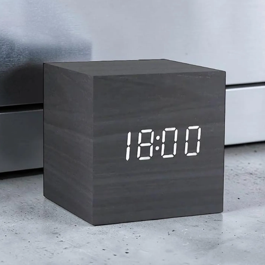 Cube Shaped Digital Alarm Timer, Sound-Activated Bedside Clock With Adjustable Screen Brightness And Thermometer Function