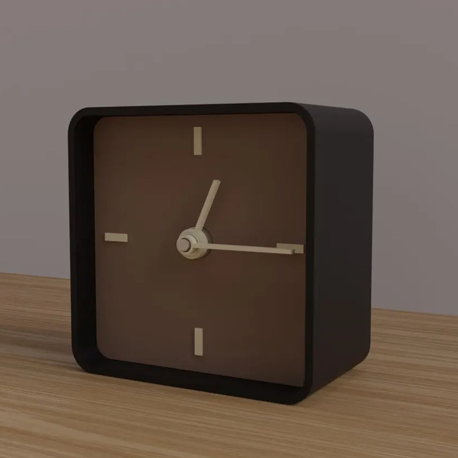 Compact Square Analog Table Clock, Minimalist Quiet Sweep Timepiece For Desktop And Interior Display